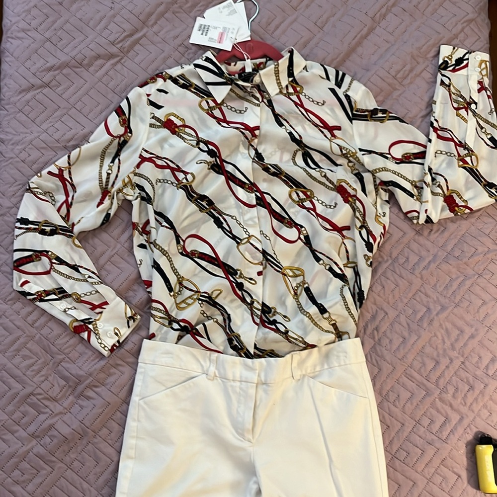 Button down long sleeve blouse NWT